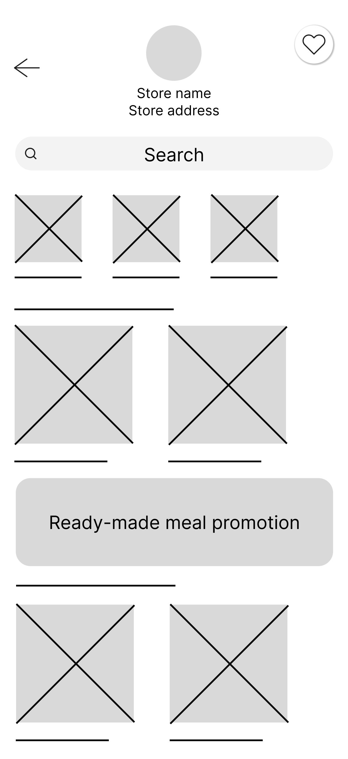 In-store page wireframe