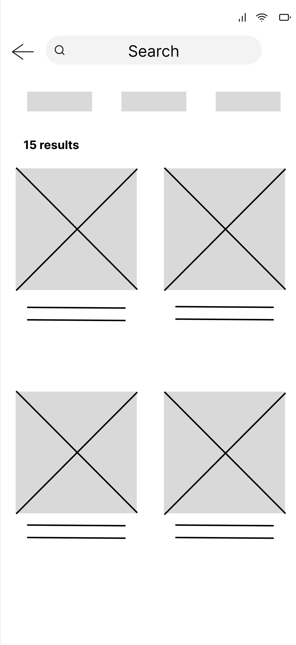 Item search wireframe